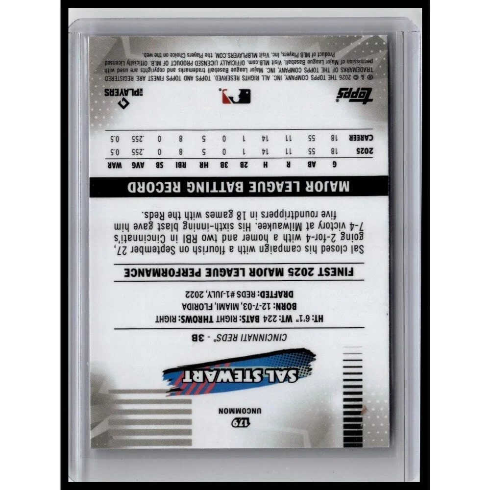 2026 Topps Finest Sal Stewart 39 Geometric Refractors Cincinnati Reds Uncommon
